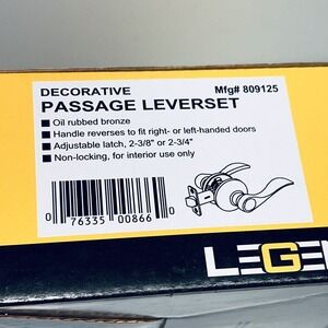 Legend 809125 Wave Style Lever Handle Passage right or left Leverset Grade3 READ